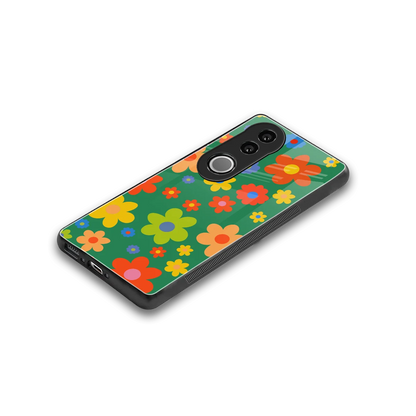 Greenery Blossom stylish phone case for vivo v50 | glossy glass and slim fit
