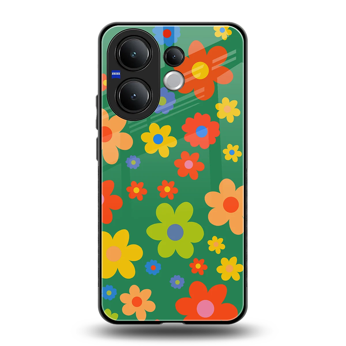 Greenery Blossom back phone cover | glass case for vivo v60