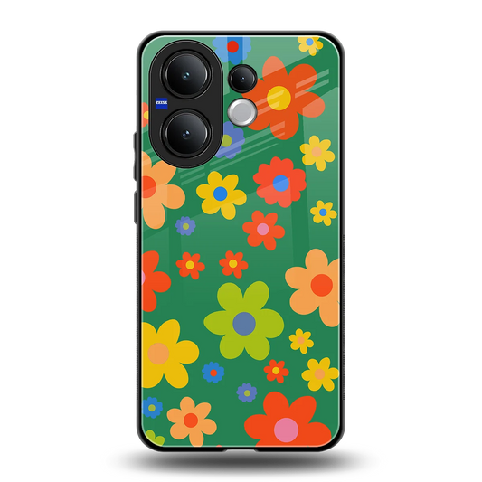 Greenery Blossom back phone cover | glass case for vivo v60