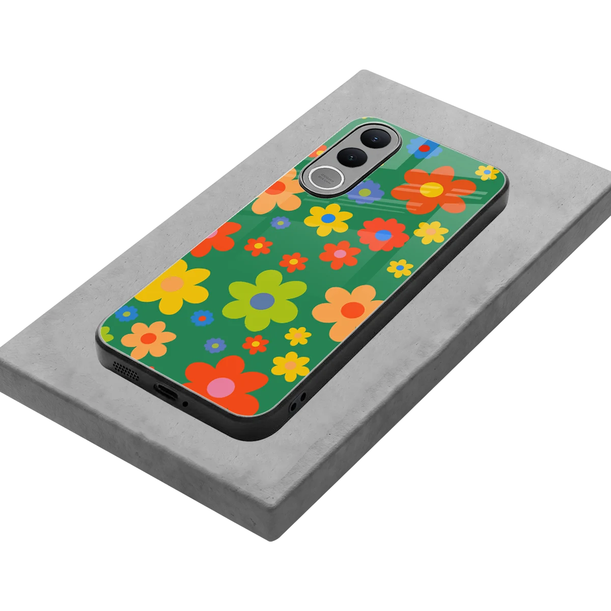 Greenery Blossom stylish phone case for vivo v70 fe | glossy glass and slim fit