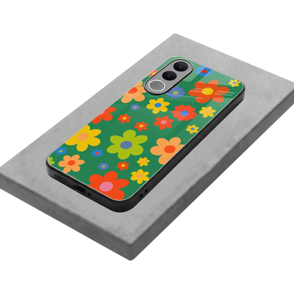 Greenery Blossom stylish phone case for vivo v70 fe | glossy glass and slim fit