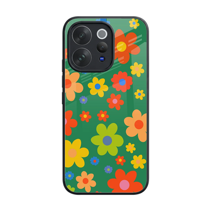 Greenery Blossom back phone cover | glass case for vivo v70