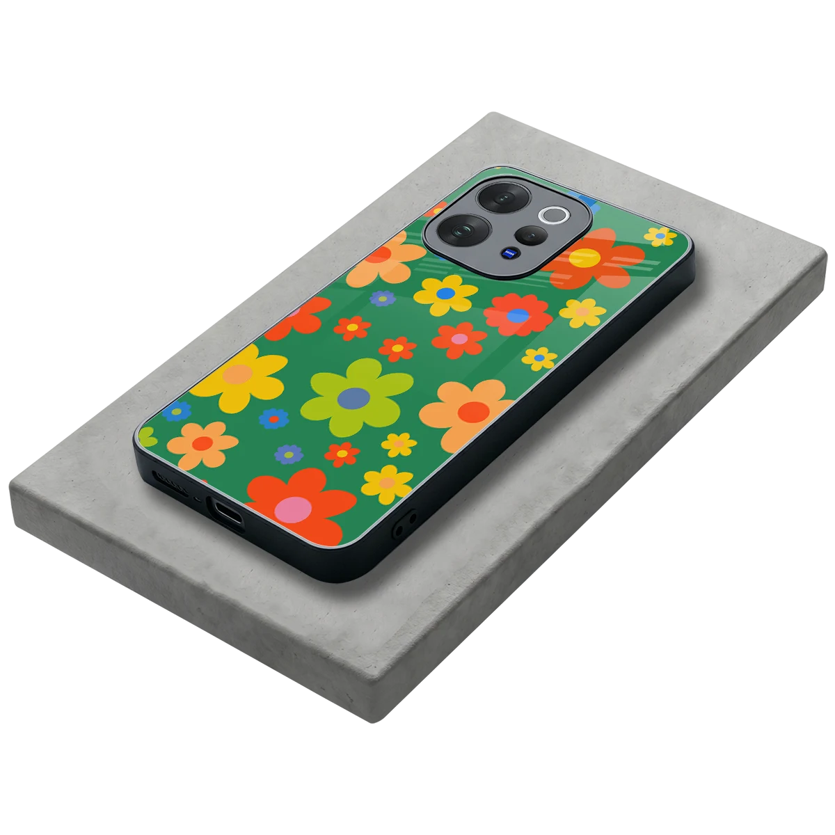 Greenery Blossom stylish phone case for vivo v70 | glossy glass and slim fit