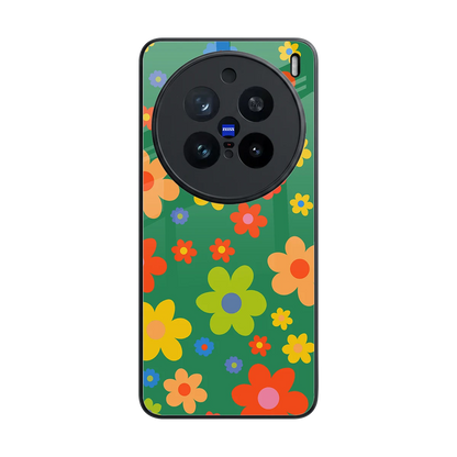 Greenery Blossom back phone cover | glass case for vivo x200 pro