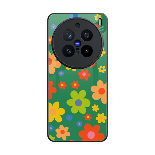 Greenery Blossom back phone cover | glass case for vivo x200 pro