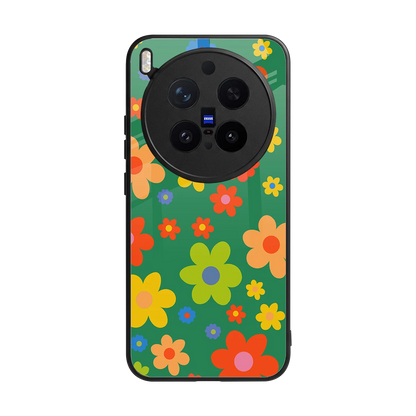 Greenery Blossom back phone cover | glass case for vivo x300 pro