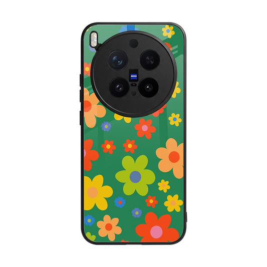 Greenery Blossom back phone cover | glass case for vivo x300 pro