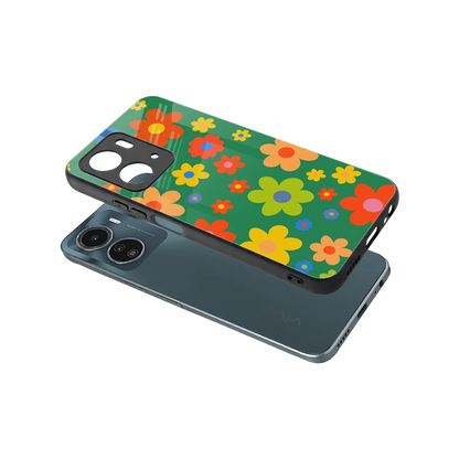 Greenery Blossom sleek vivo y16 cover with tempered glass back and TPU edges
