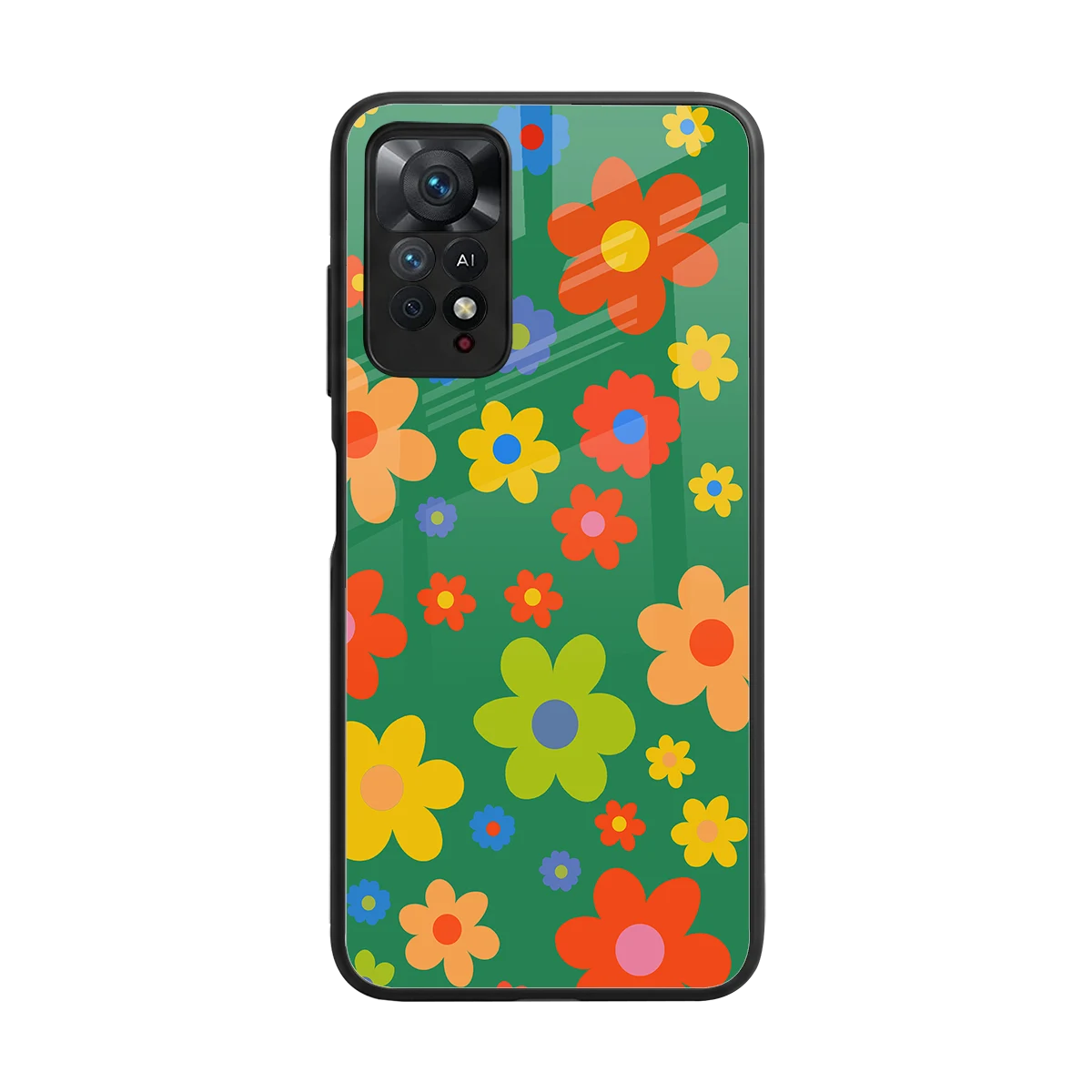 Greenery Blossom back phone cover | glass case for redmi note 11 pro