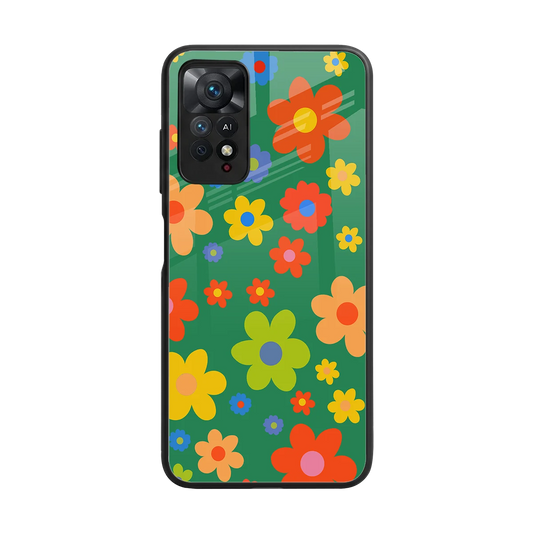 Greenery Blossom back phone cover | glass case for redmi note 11 pro