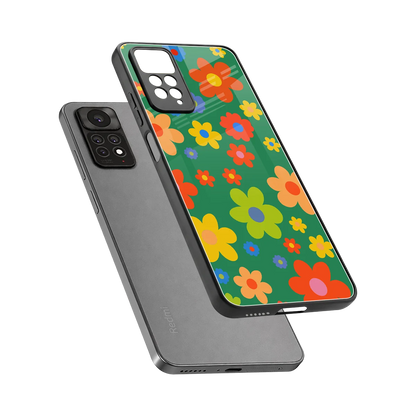 Greenery Blossom sleek redmi note 11 pro cover with tempered glass back and TPU edges
