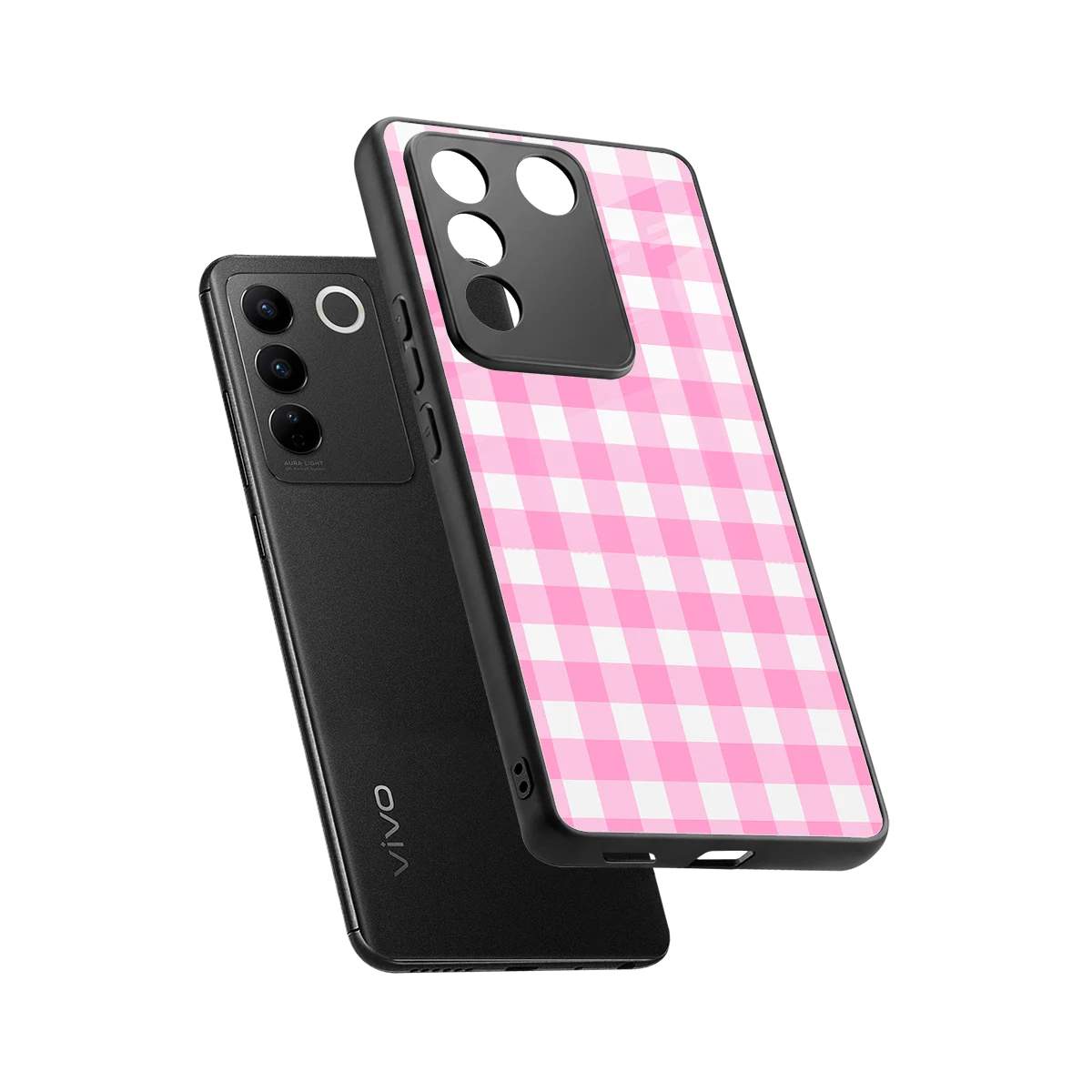 Hankie Harmony sleek vivo v27 5g cover with tempered glass back and TPU edges