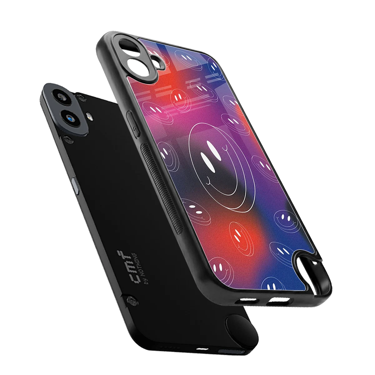 Happy Vibes sleek cmf nothing phone 1 cover with tempered glass back and TPU edges