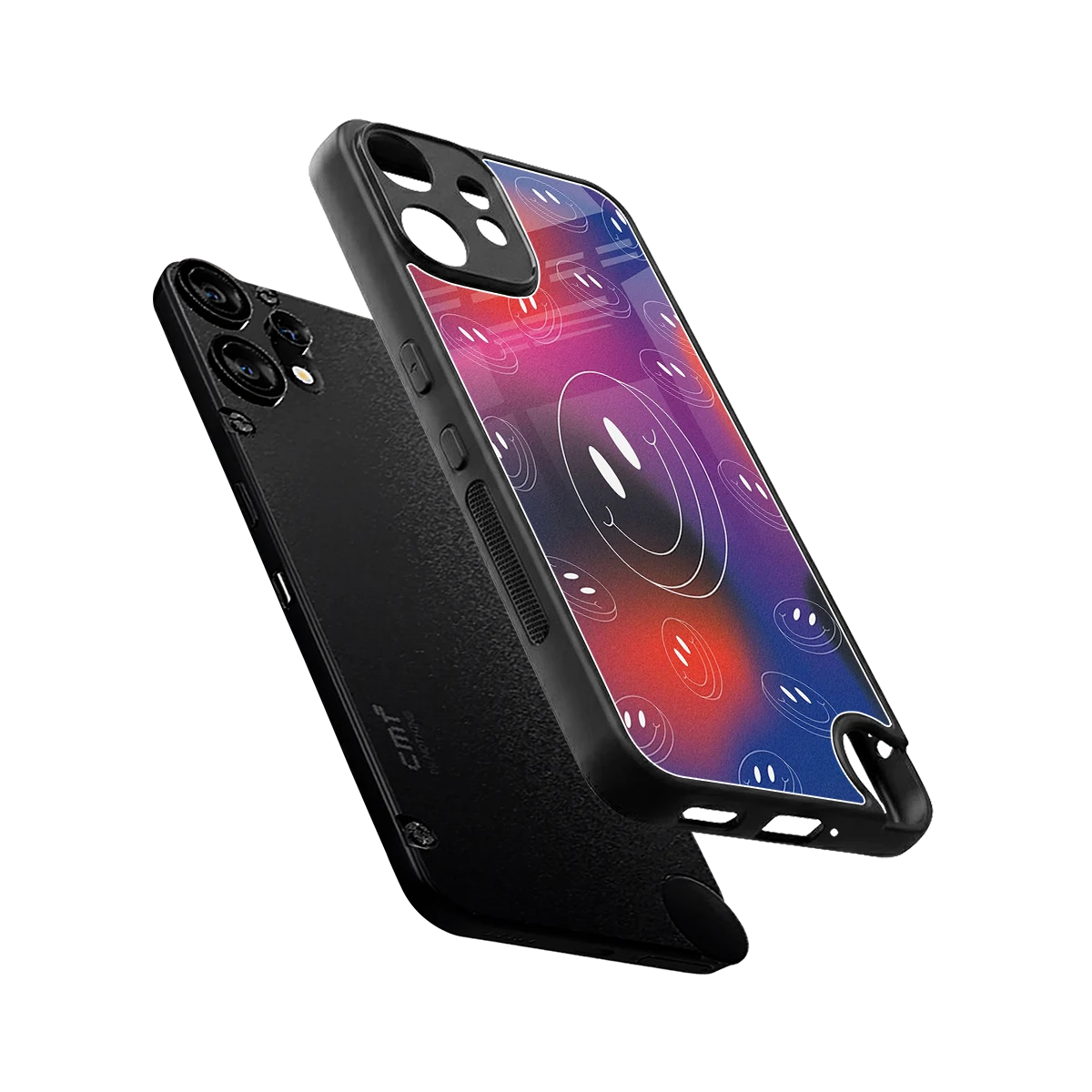 Happy Vibes sleek cmf nothing phone 2 pro cover with tempered glass back and TPU edges
