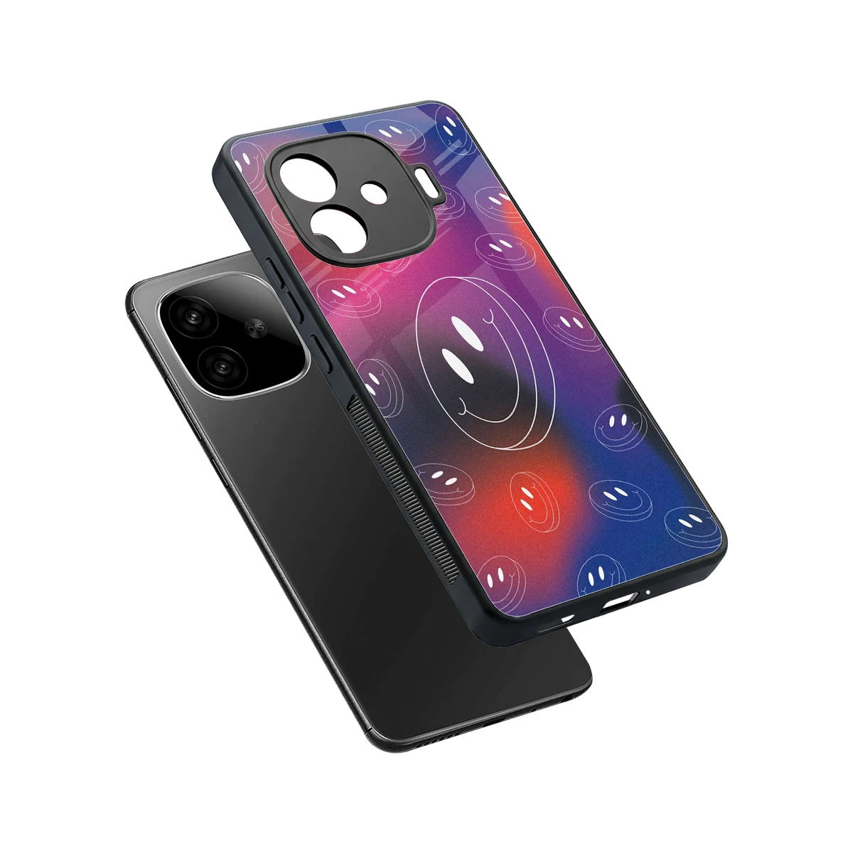 Happy Vibes sleek iqoo neo 10r 5g cover with tempered glass back and TPU edges