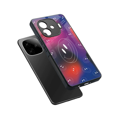 Happy Vibes sleek iqoo neo 10r 5g cover with tempered glass back and TPU edges
