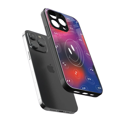Happy Vibes sleek iphone 14 pro max cover with tempered glass back and TPU edges