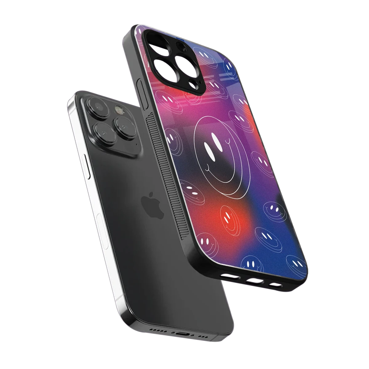 Happy Vibes sleek iphone 13 pro cover with tempered glass back and TPU edges