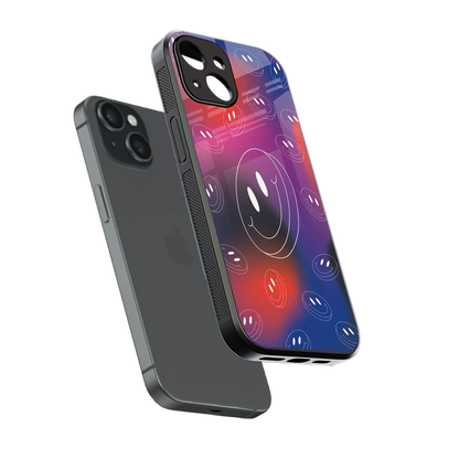 Happy Vibes sleek iphone 14 cover with tempered glass back and TPU edges