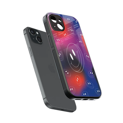 Happy Vibes sleek iphone 14 plus cover with tempered glass back and TPU edges