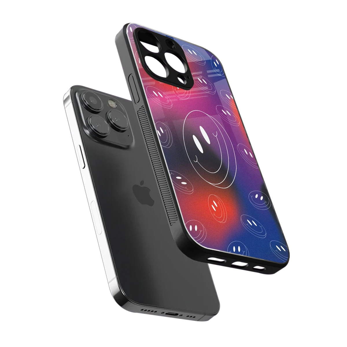 Happy Vibes sleek iphone 15 pro max cover with tempered glass back and TPU edges