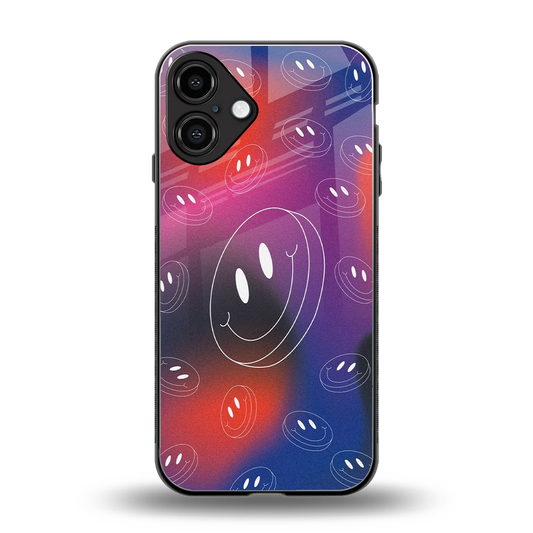 Happy Vibes back phone cover | glass case for iphone 16 plus