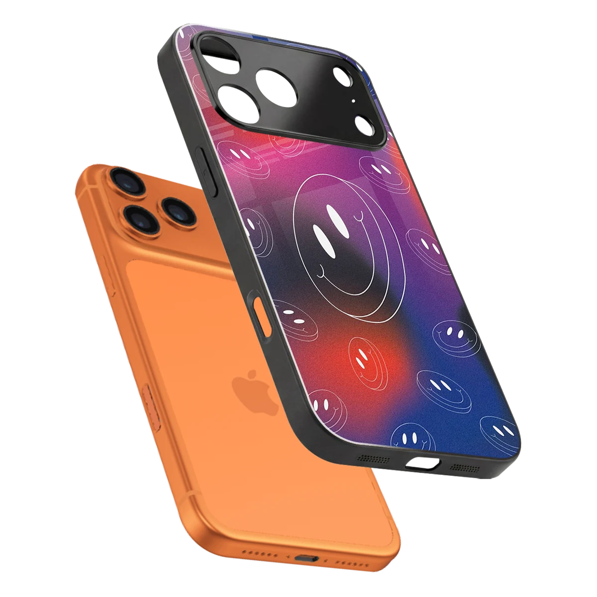 Happy Vibes sleek iphone 17 pro max cover with tempered glass back and TPU edges