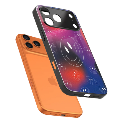 Happy Vibes sleek iphone 17 pro max cover with tempered glass back and TPU edges