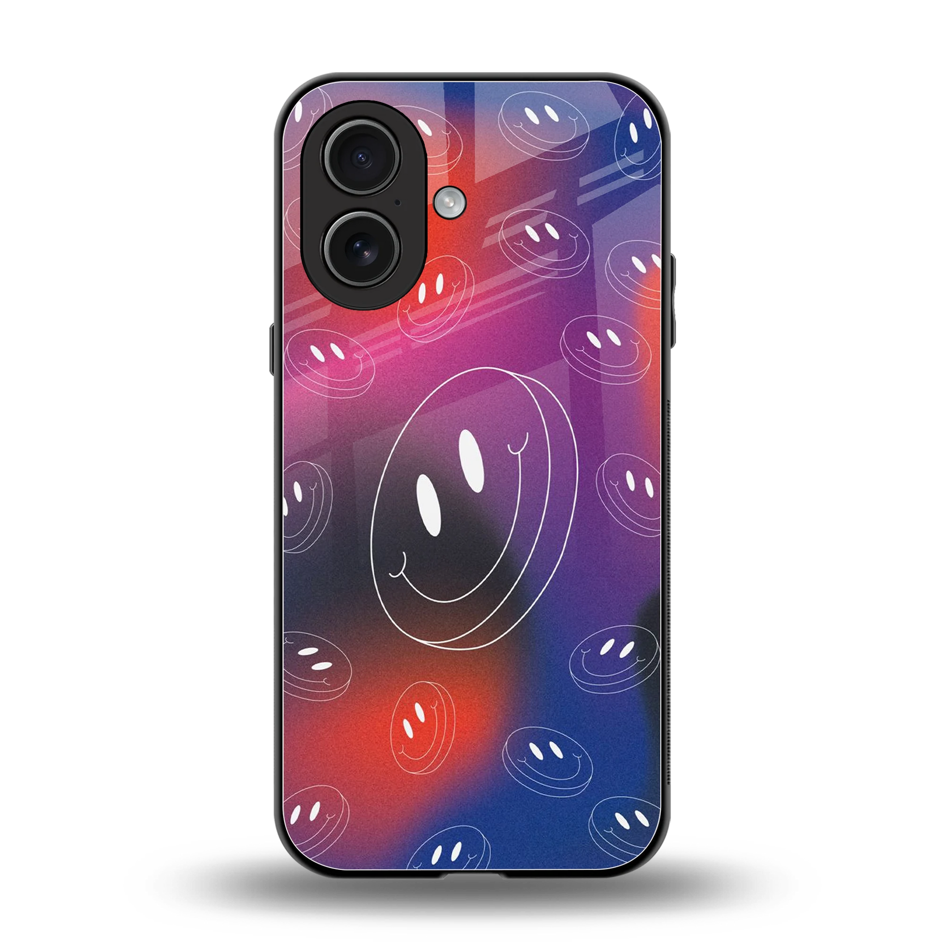 Happy Vibes back phone cover | glass case for iphone 17