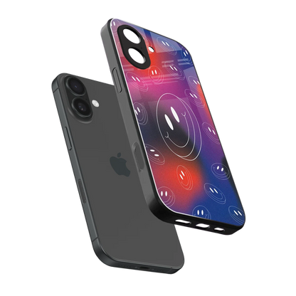 Happy Vibes sleek iphone 17 cover with tempered glass back and TPU edges