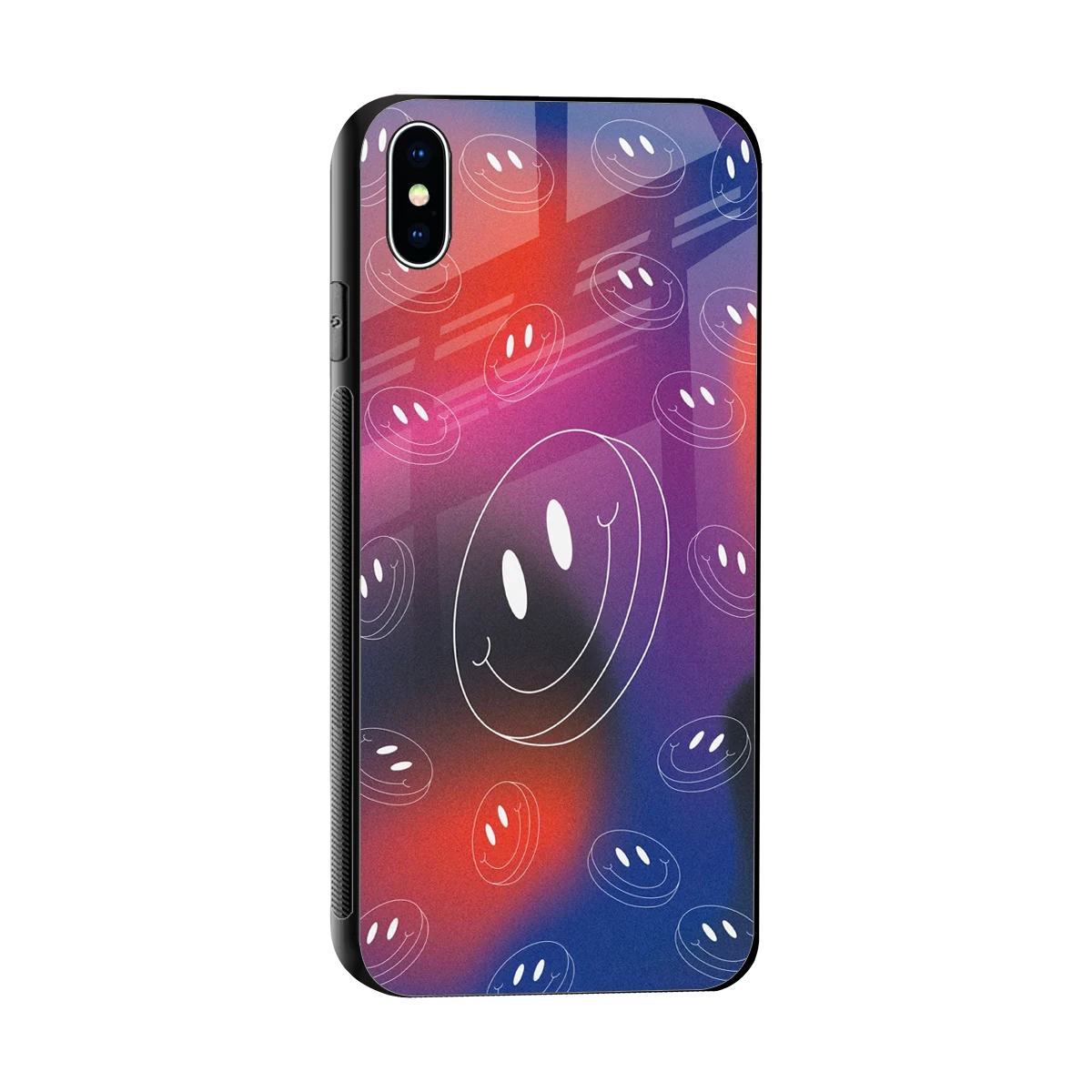 Happy Vibes sleek iphone xs max cover with tempered glass back and TPU edges