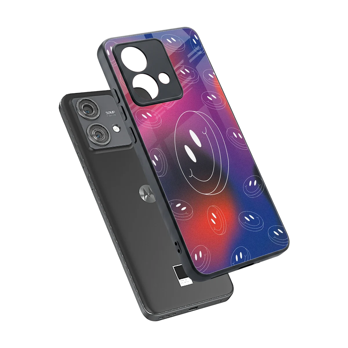 Happy Vibes sleek motorola edge 40 neo 5g cover with tempered glass back and TPU edges