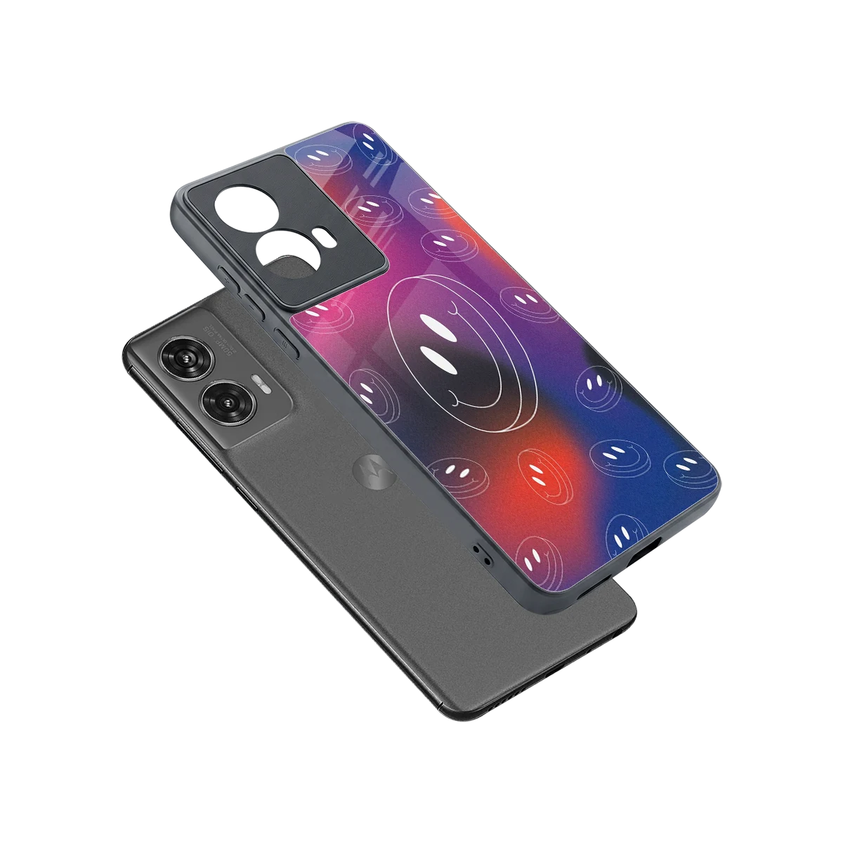 Happy Vibes sleek motorola edge 50 fusion cover with tempered glass back and TPU edges