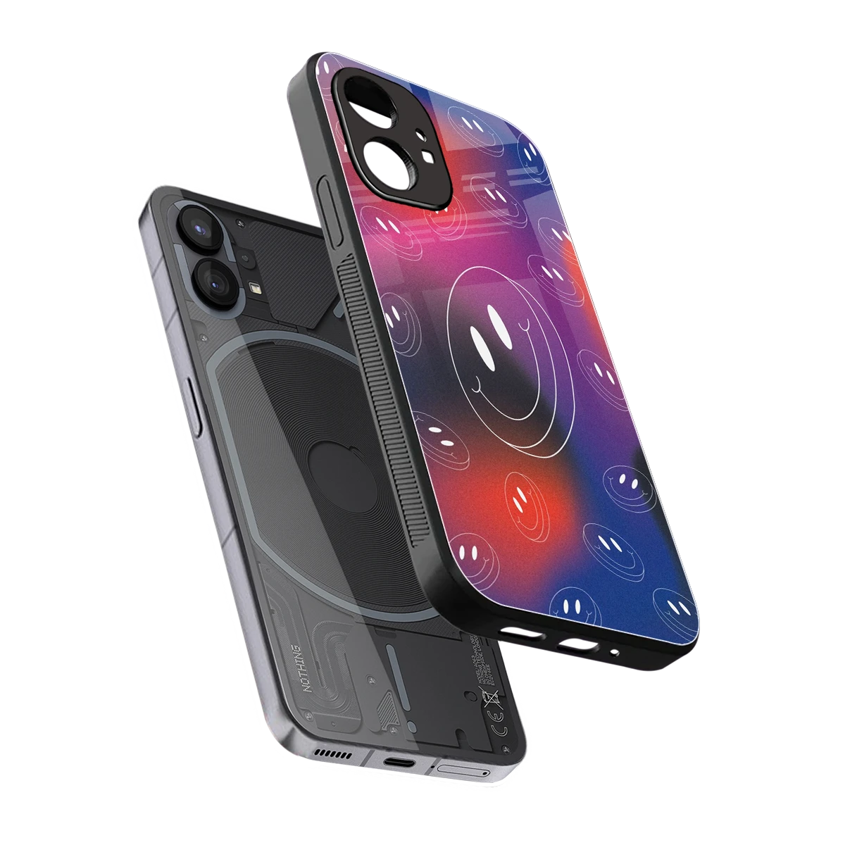 Happy Vibes sleek nothing phone 1 cover with tempered glass back and TPU edges