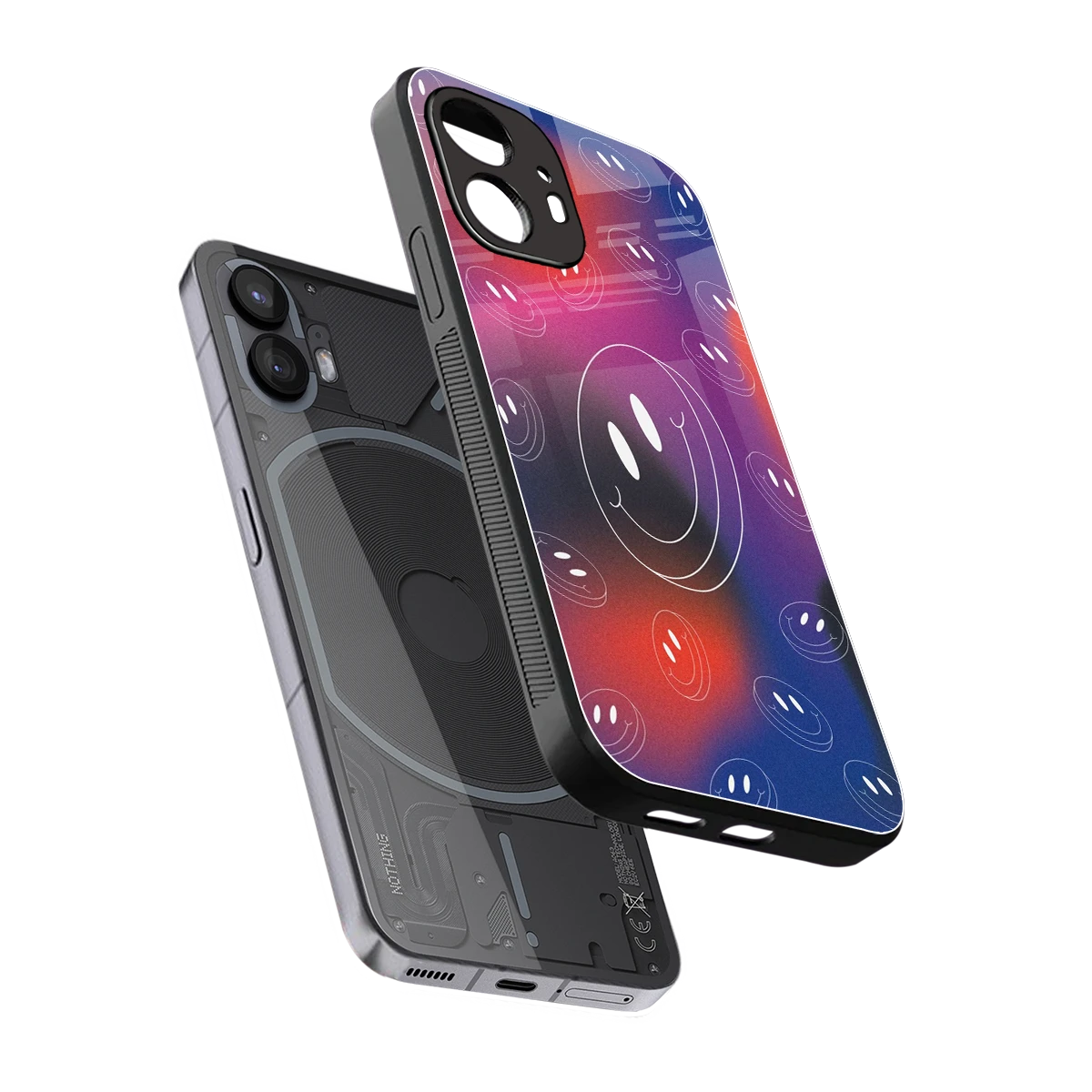 Happy Vibes sleek nothing phone 2 cover with tempered glass back and TPU edges