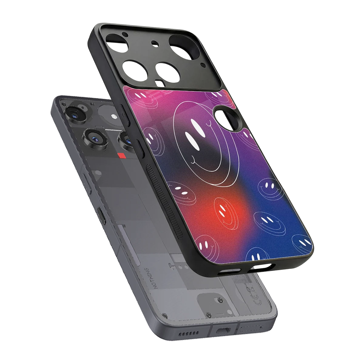 Happy Vibes sleek nothing phone 3 cover with tempered glass back and TPU edges