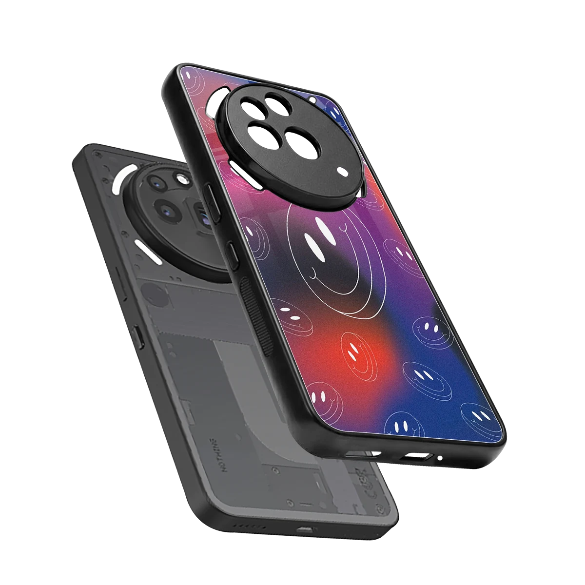 Happy Vibes sleek nothing phone 3a pro cover with tempered glass back and TPU edges
