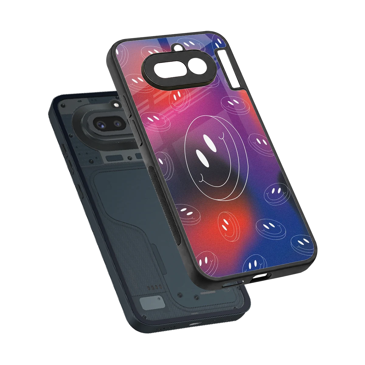 Happy Vibes sleek nothing phone 4a cover with tempered glass back and TPU edges