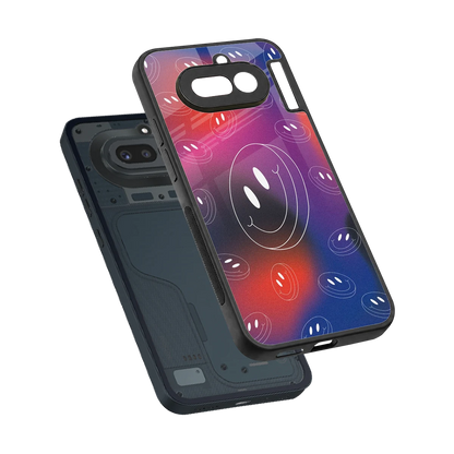 Happy Vibes sleek nothing phone 4a cover with tempered glass back and TPU edges