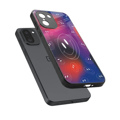 Happy Vibes sleek oneplus 15r cover with tempered glass back and TPU edges
