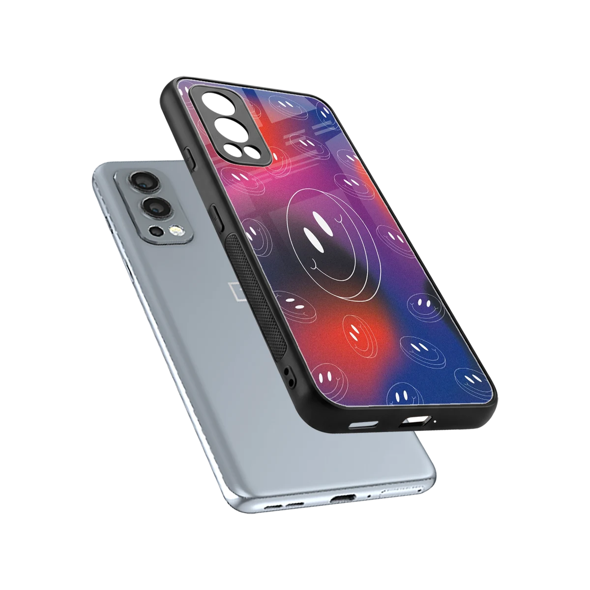 Happy Vibes sleek oneplus nord 2 cover with tempered glass back and TPU edges