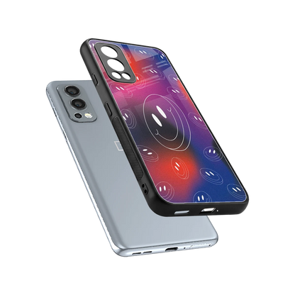 Happy Vibes sleek oneplus nord 2 cover with tempered glass back and TPU edges