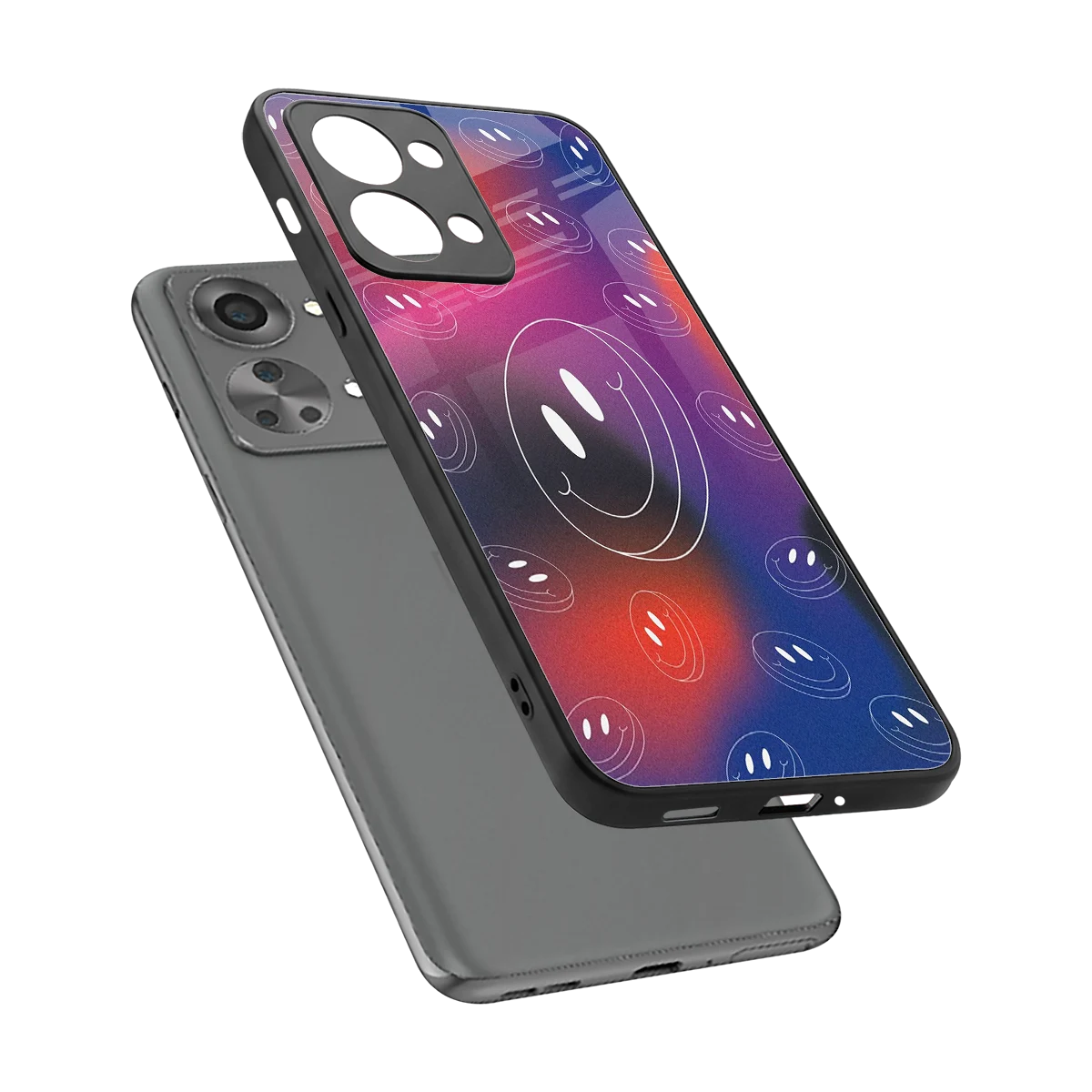 Happy Vibes sleek oneplus nord 2t cover with tempered glass back and TPU edges