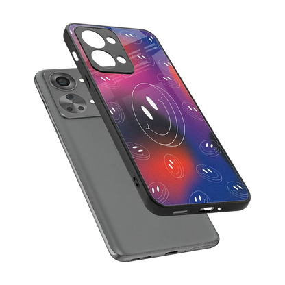 Happy Vibes sleek oneplus nord 2t cover with tempered glass back and TPU edges