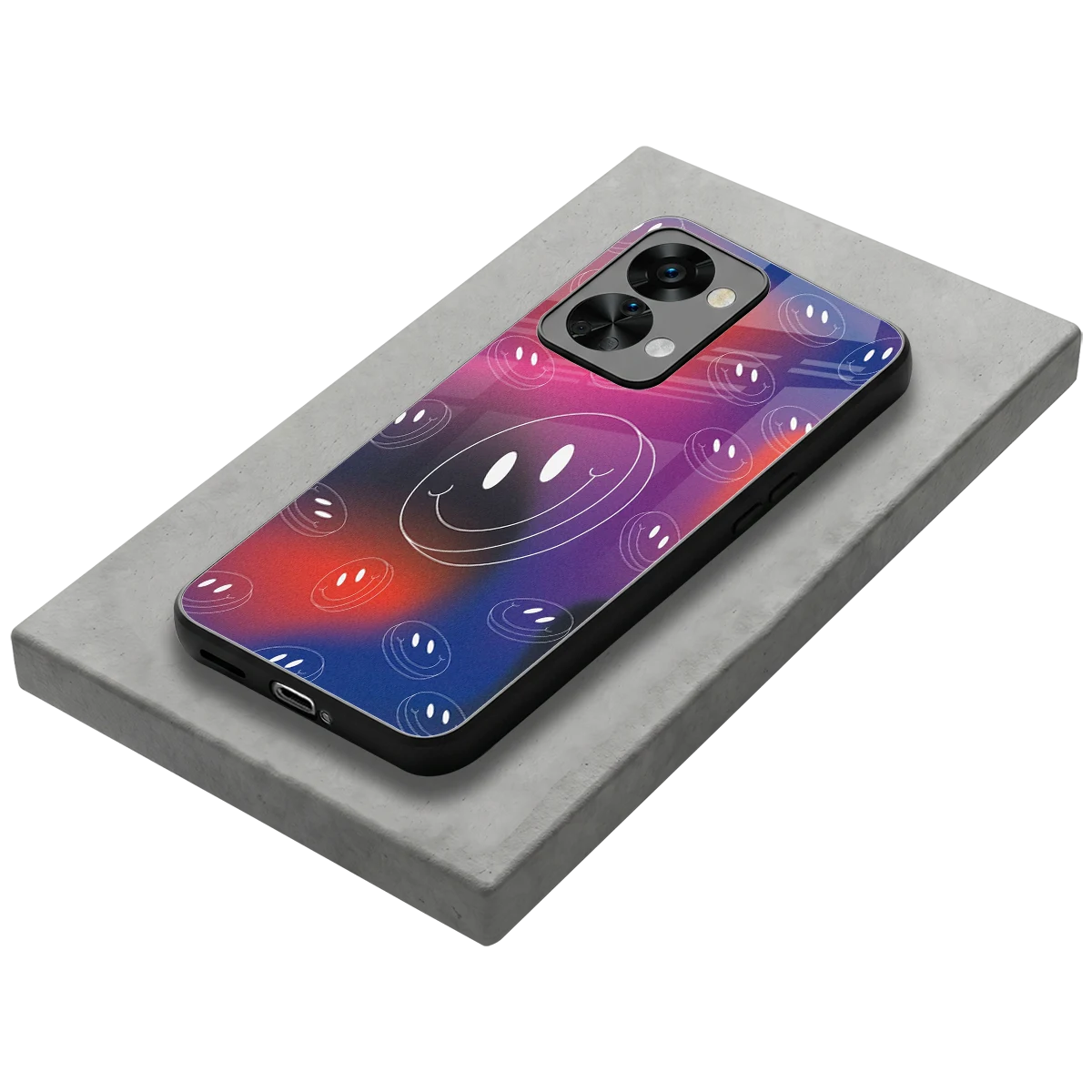 Happy Vibes stylish phone case for oneplus nord 2t | glossy glass and slim fit