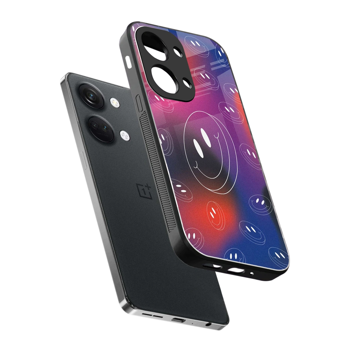 Happy Vibes sleek oneplus nord 3 cover with tempered glass back and TPU edges