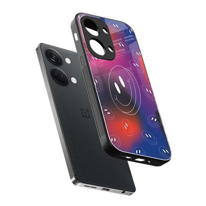 Happy Vibes sleek oneplus nord 3 cover with tempered glass back and TPU edges