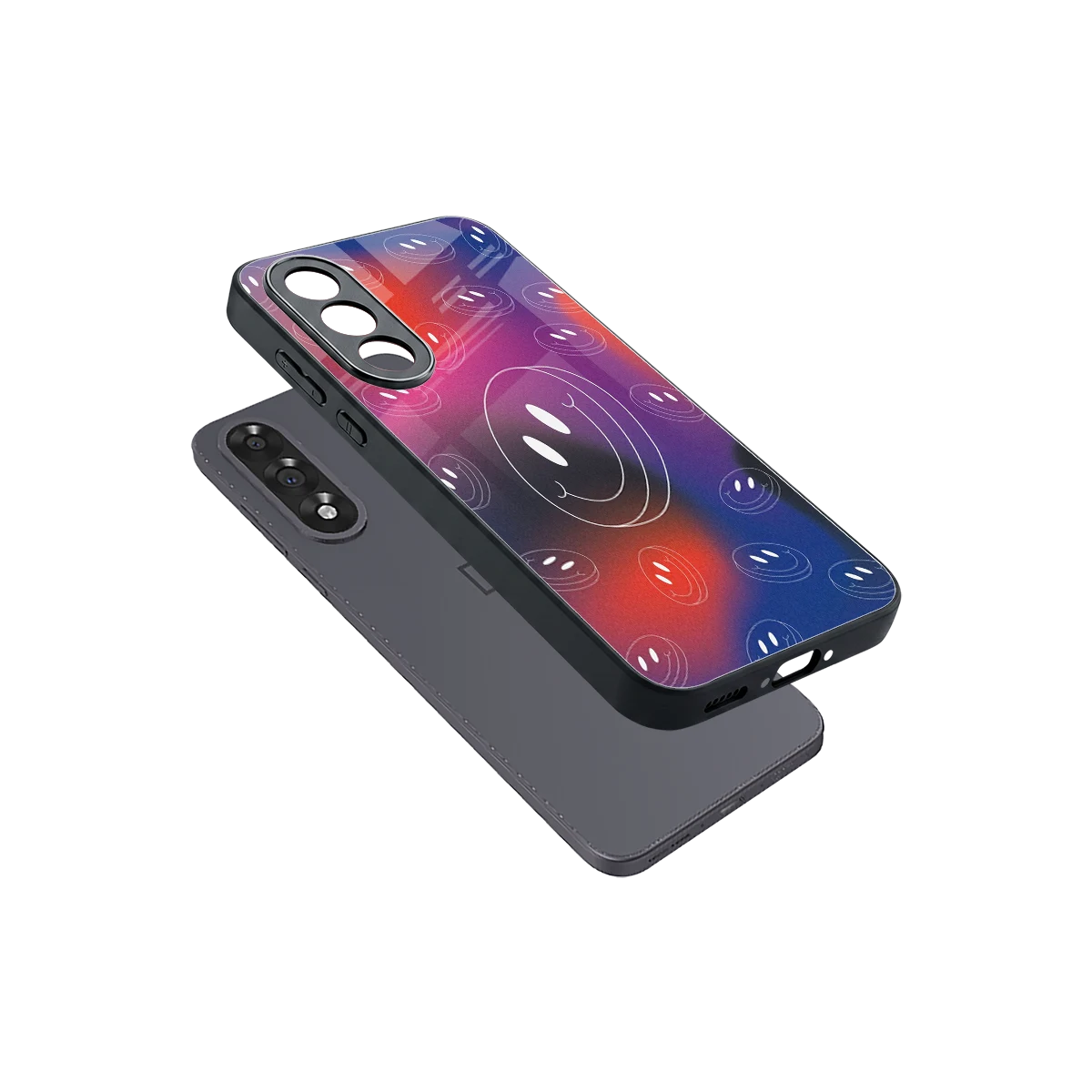 Happy Vibes sleek oneplus nord 5 cover with tempered glass back and TPU edges