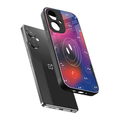 Happy Vibes sleek oneplus nord ce 3 cover with tempered glass back and TPU edges