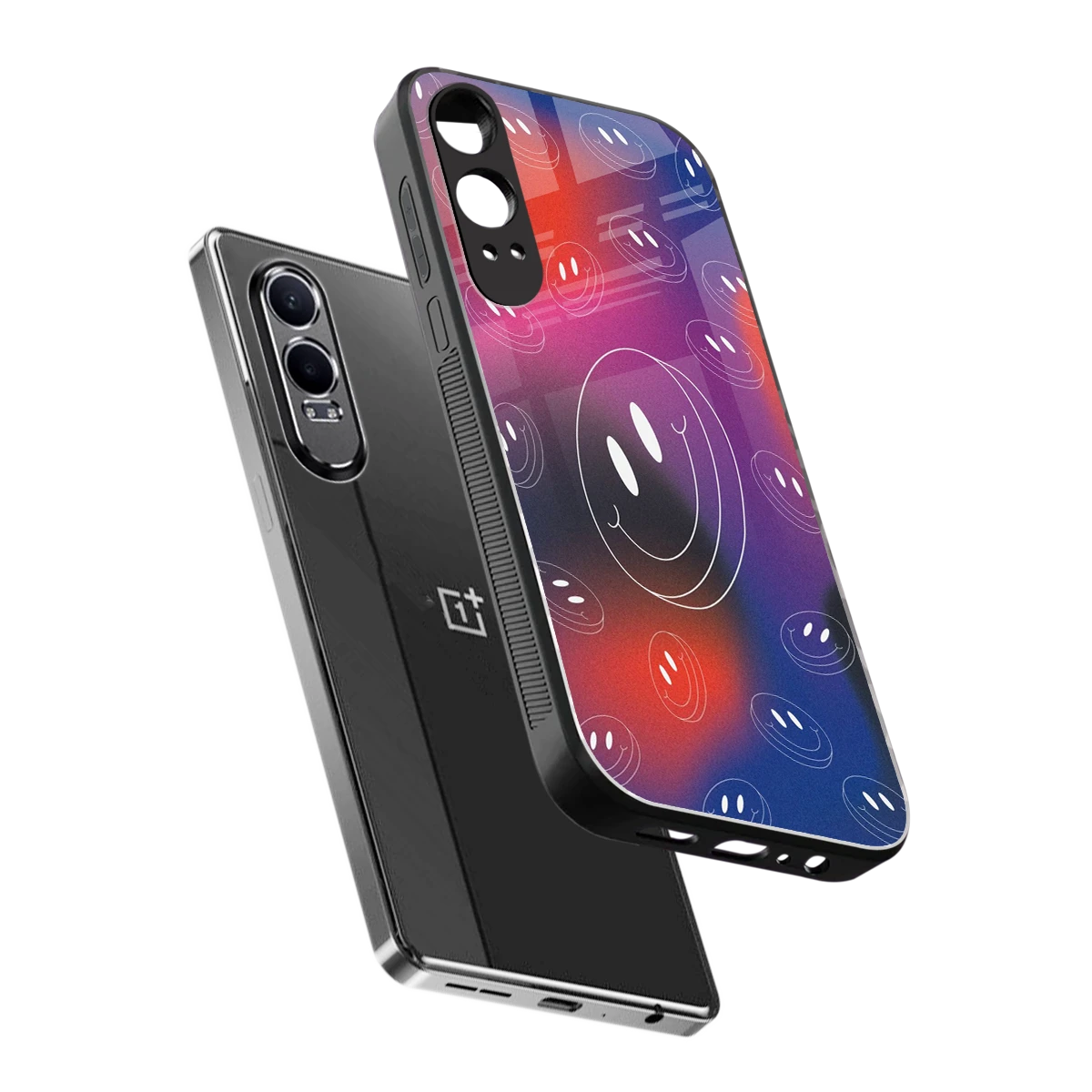 Happy Vibes sleek oneplus nord ce 4 lite cover with tempered glass back and TPU edges